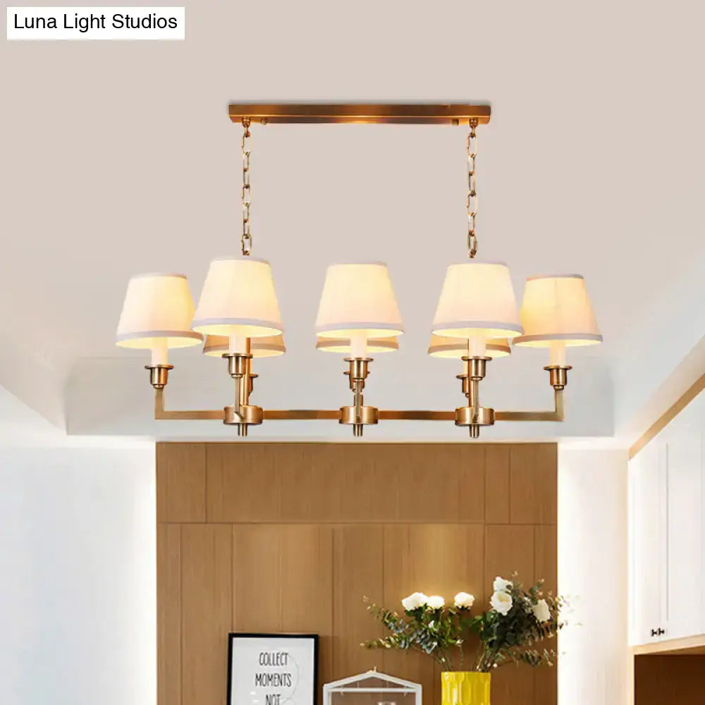 DecorBites™ Traditional Style Gold Conic Island Ceiling Light, 8 Heads, Fabric, Living Room Metallic Hanging Lamp