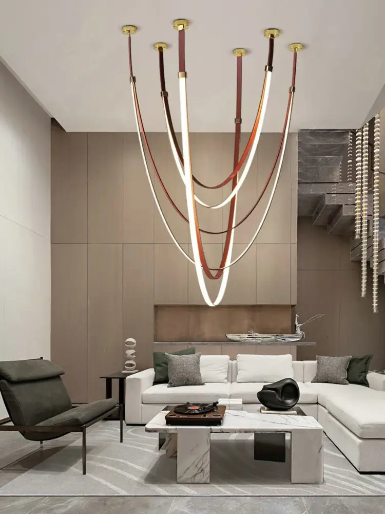 DecorBites™ Trendy Flexible Leather Belt LED Chandelier