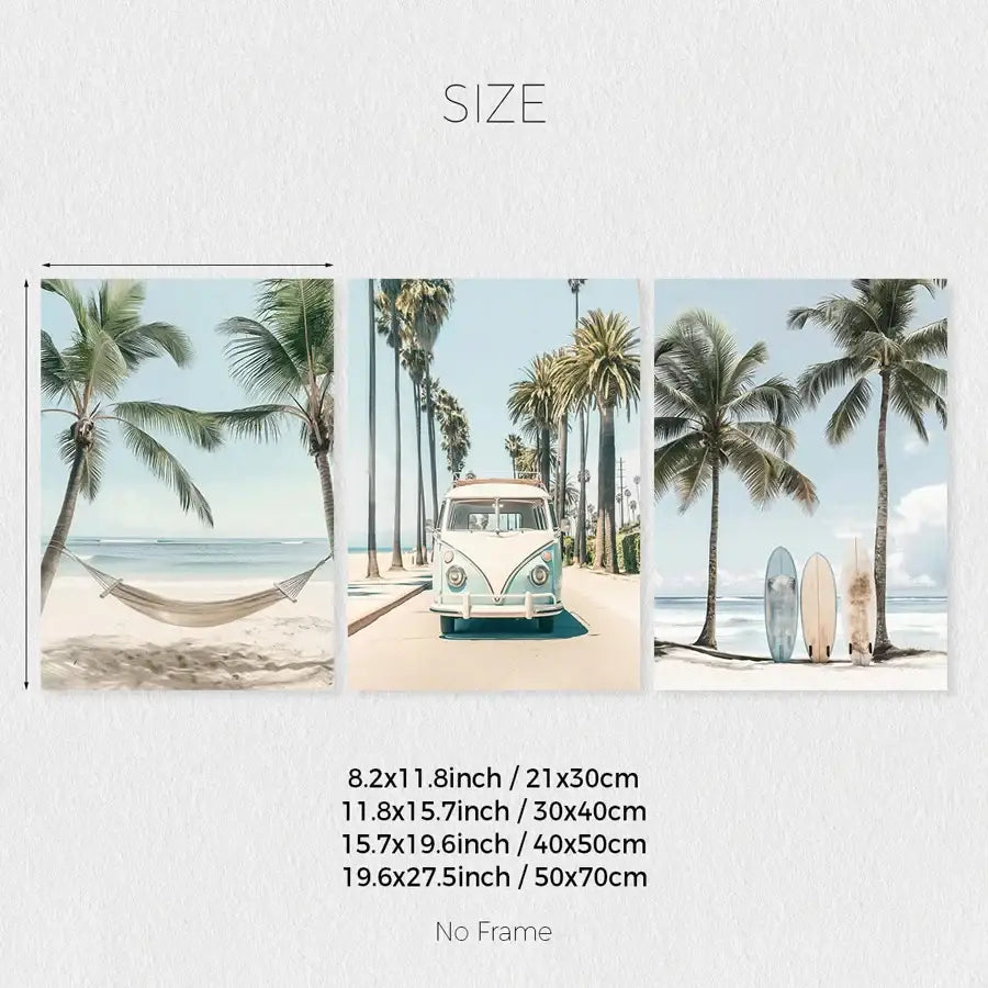 DecorBites™ Tropical Surfboard Travel Wall Art Set