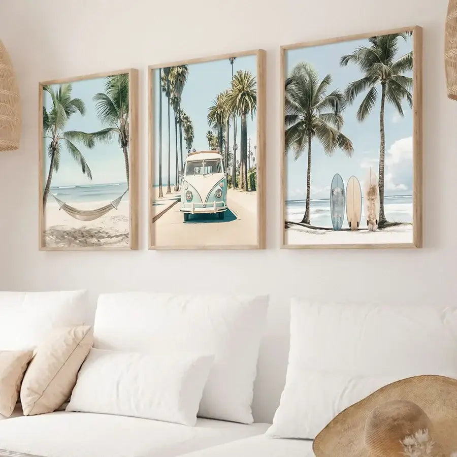 DecorBites™ Tropical Surfboard Travel Wall Art Set