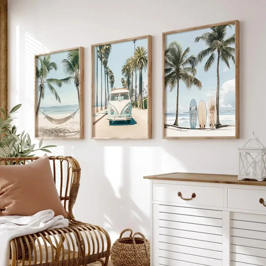 DecorBites™ Tropical Surfboard Travel Wall Art Set