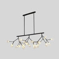 DecorBites™ ultra-modern black metal 27-light dining room pendant light fixture with clear glass globe bulbs