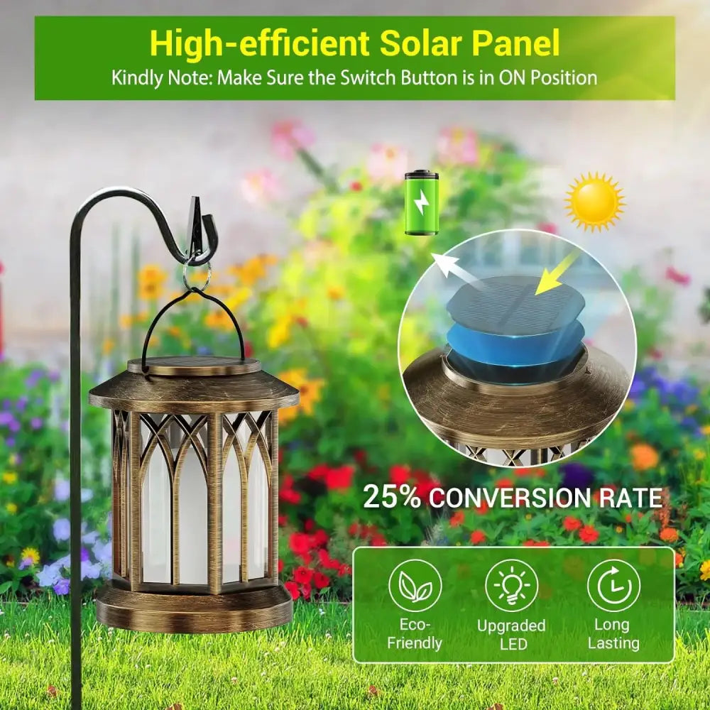DecorBites™ Upgraded Flickering Flame Solar Lanterns - 2 Pack