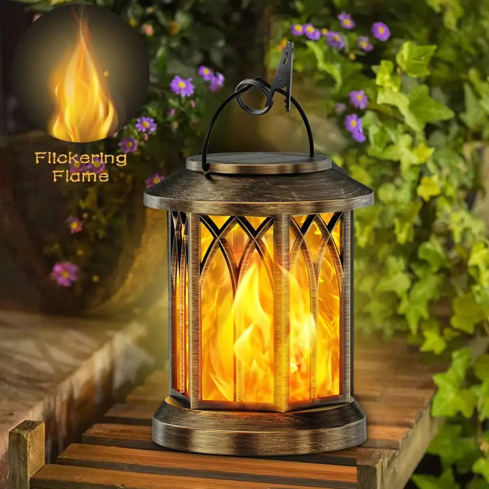DecorBites™ Upgraded Flickering Flame Solar Lanterns - 2 Pack