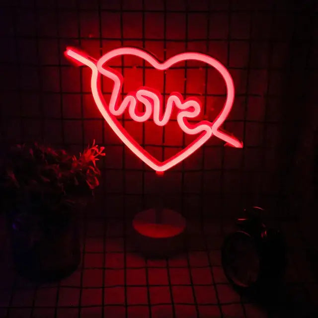 DecorBites™ USB LED Neon Sign Light Holiday Flamingo Night Lamp Xmas Party Wedding Decoration Home Gift cloud Heart Neon Light