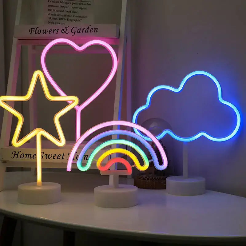 DecorBites™ USB LED Neon Sign Light Holiday Flamingo Night Lamp Xmas Party Wedding Decoration Home Gift cloud Heart Neon Light
