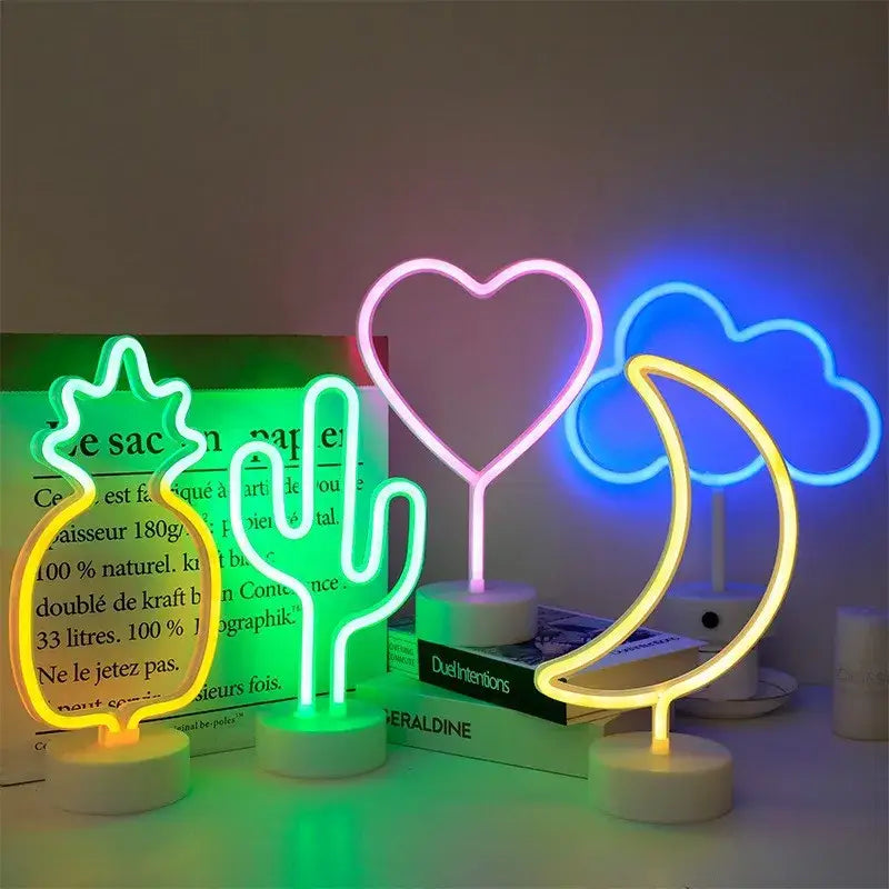 DecorBites™ USB LED Neon Sign Light Holiday Flamingo Night Lamp Xmas Party Wedding Decoration Home Gift cloud Heart Neon Light