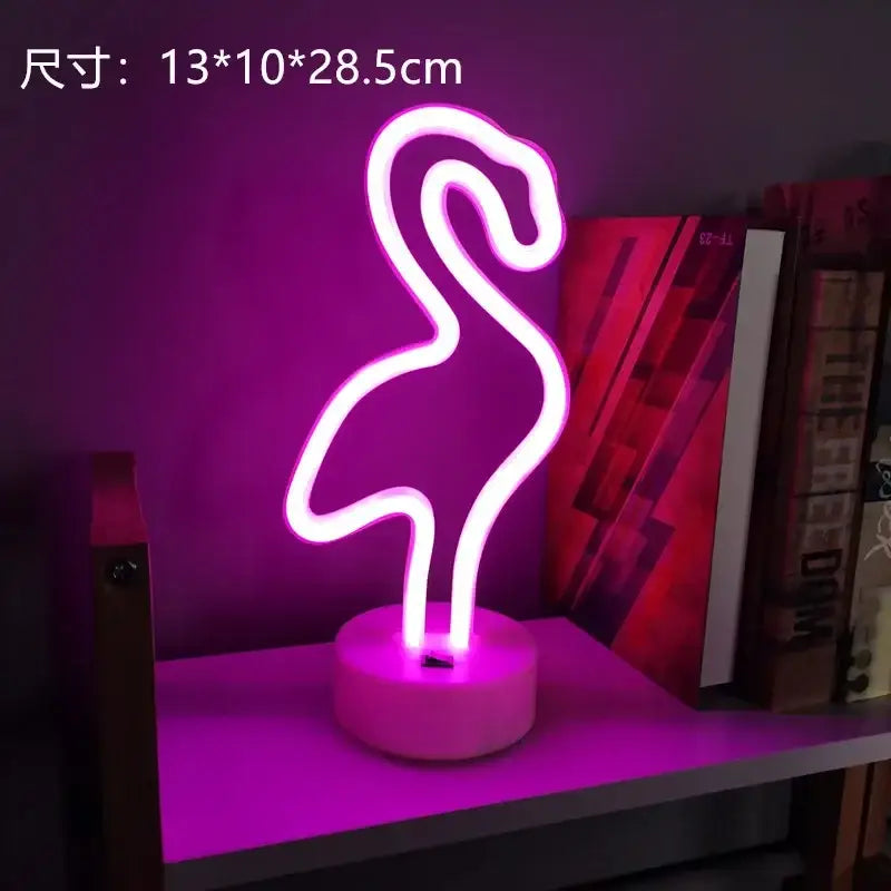 Decorbites™ glowing pink led neon flamingo sign lamp with sleek minimalist design and circular base for home decoration