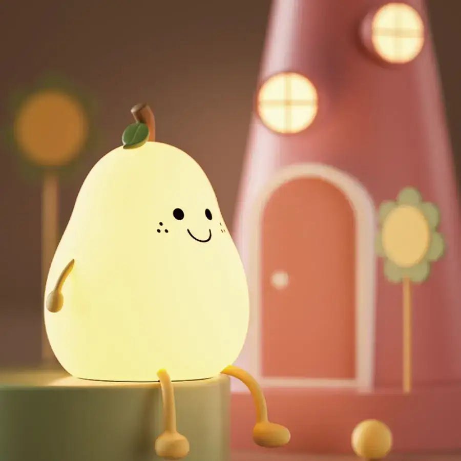 DecorBites™ USB Rechargeable Night Light Pear Silicone Night Lights Touch Sensor Bedroom Bedside Cat Lamp With Remote For Kids Baby Gifts