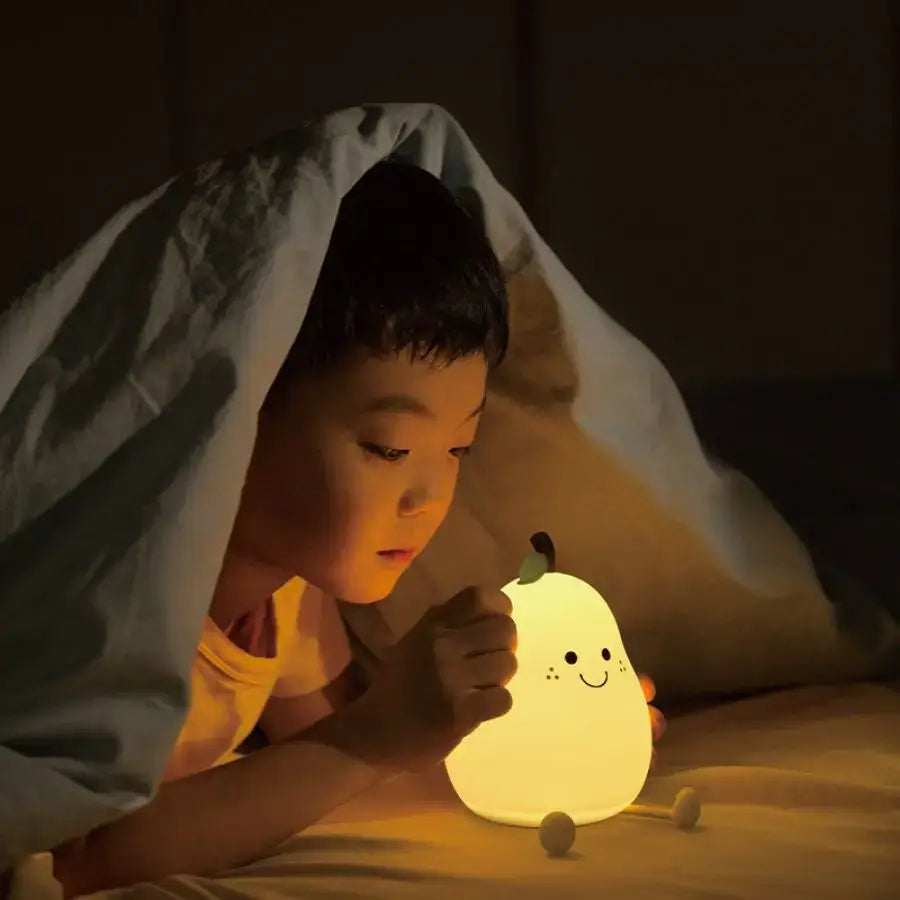 DecorBites™ USB Rechargeable Night Light Pear Silicone Night Lights Touch Sensor Bedroom Bedside Cat Lamp With Remote For Kids Baby Gifts