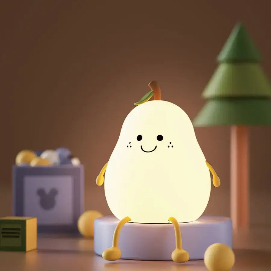 DecorBites™ USB Rechargeable Night Light Pear Silicone Night Lights Touch Sensor Bedroom Bedside Cat Lamp With Remote For Kids Baby Gifts