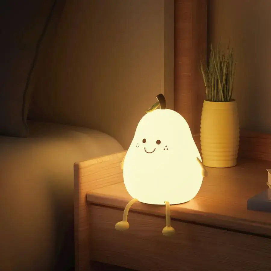 DecorBites™ USB Rechargeable Night Light Pear Silicone Night Lights Touch Sensor Bedroom Bedside Cat Lamp With Remote For Kids Baby Gifts
