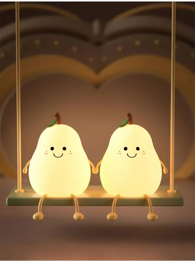 DecorBites™ USB Rechargeable Night Light Pear Silicone Night Lights Touch Sensor Bedroom Bedside Cat Lamp With Remote For Kids Baby Gifts
