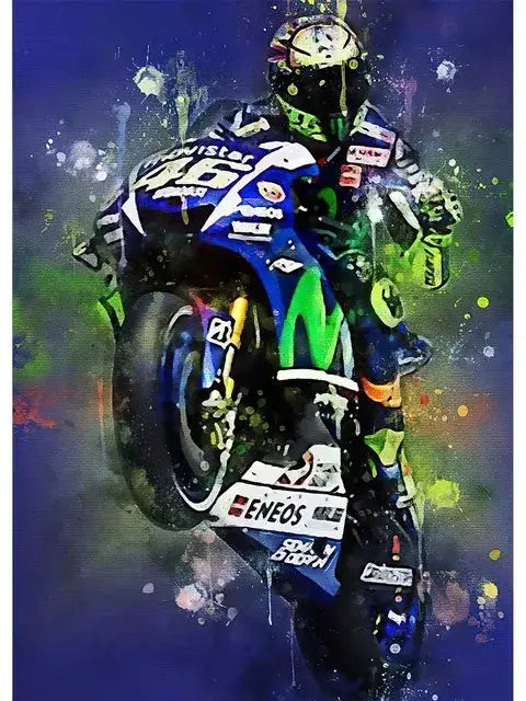 DecorBites™ Valentino Rossi Motorcycle Racing Canvas Wall Art