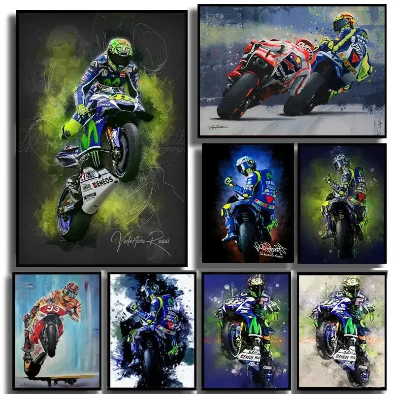 DecorBites™ Valentino Rossi Motorcycle Racing Canvas Wall Art