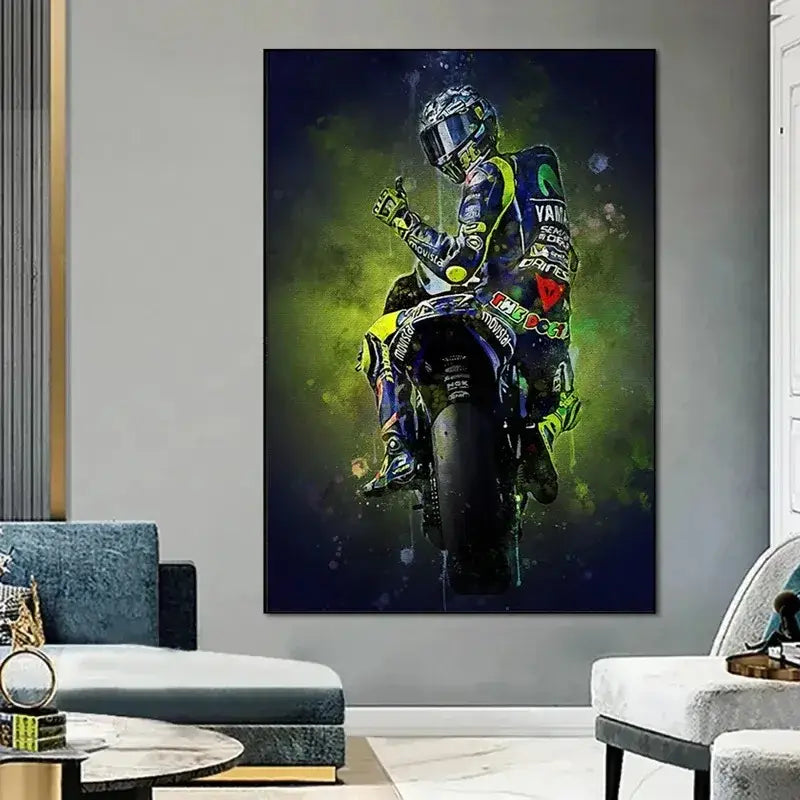 DecorBites™ Valentino Rossi Motorcycle Racing Canvas Wall Art