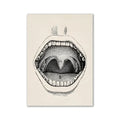 Decorbites™ vintage anatomy canvas print featuring an open human mouth anatomical illustration in muted colors