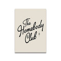 Beige rectangular canvas wall art with black cursive script the homebody club and small star accent by decorbites vintage pink cartoon print
