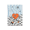 Decorbites vintage pink cartoon print canvas wall art featuring an orange heart character with black limbs and sneakers