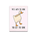 Decorbites™ vintage pink cartoon print canvas wall art featuring a whimsical beige duck with orange accents on pink background