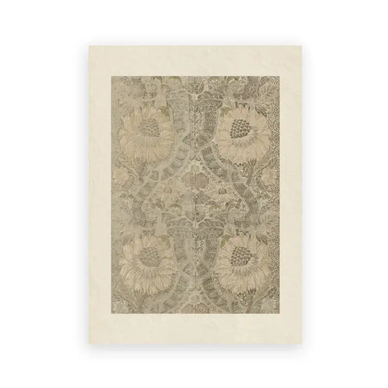 Beige-framed DecorBites™ oil painting print featuring a vintage summer landscape with soft green tones and floral pattern