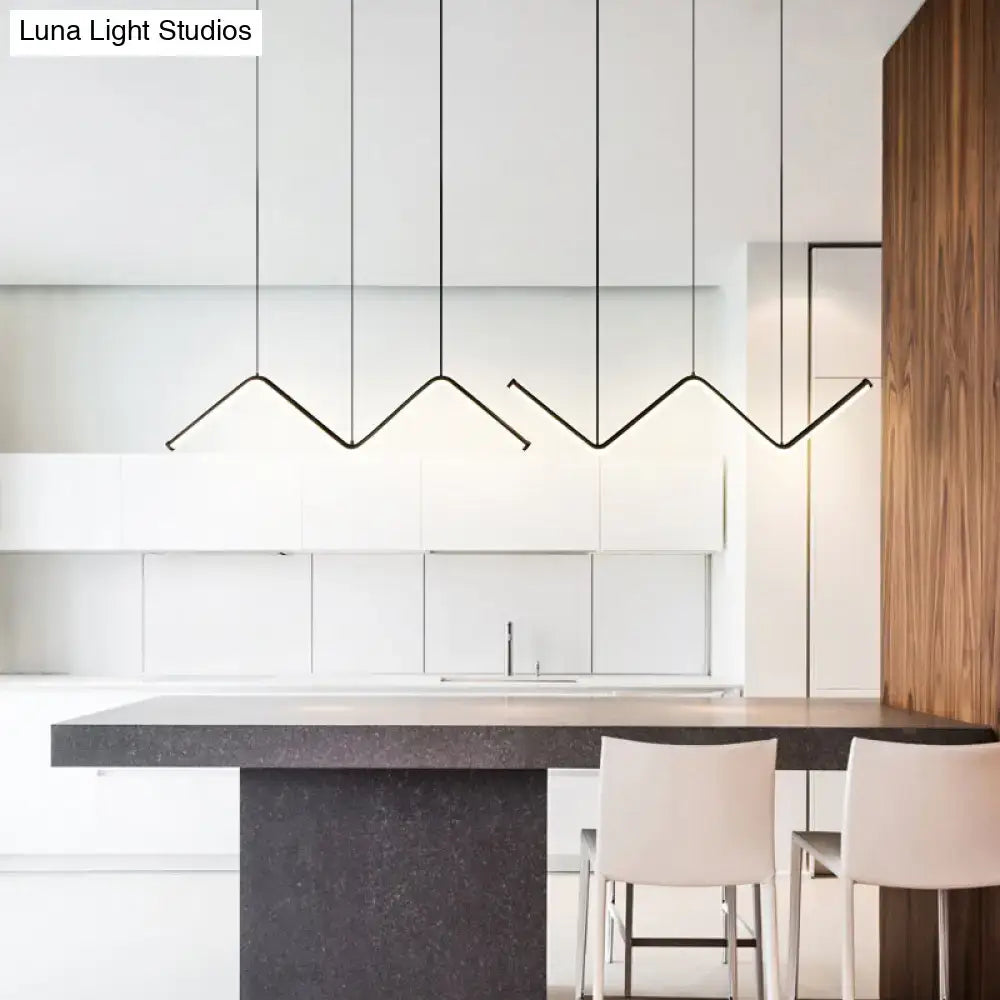 DecorBites™ W-Shaped LED Pendant Light Fixture: Stylish Artistic Metal Island Light for Dining Room
