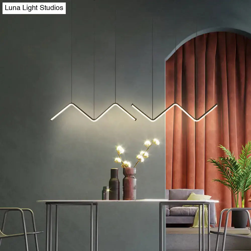 DecorBites™ W-Shaped LED Pendant Light Fixture: Stylish Artistic Metal Island Light for Dining Room