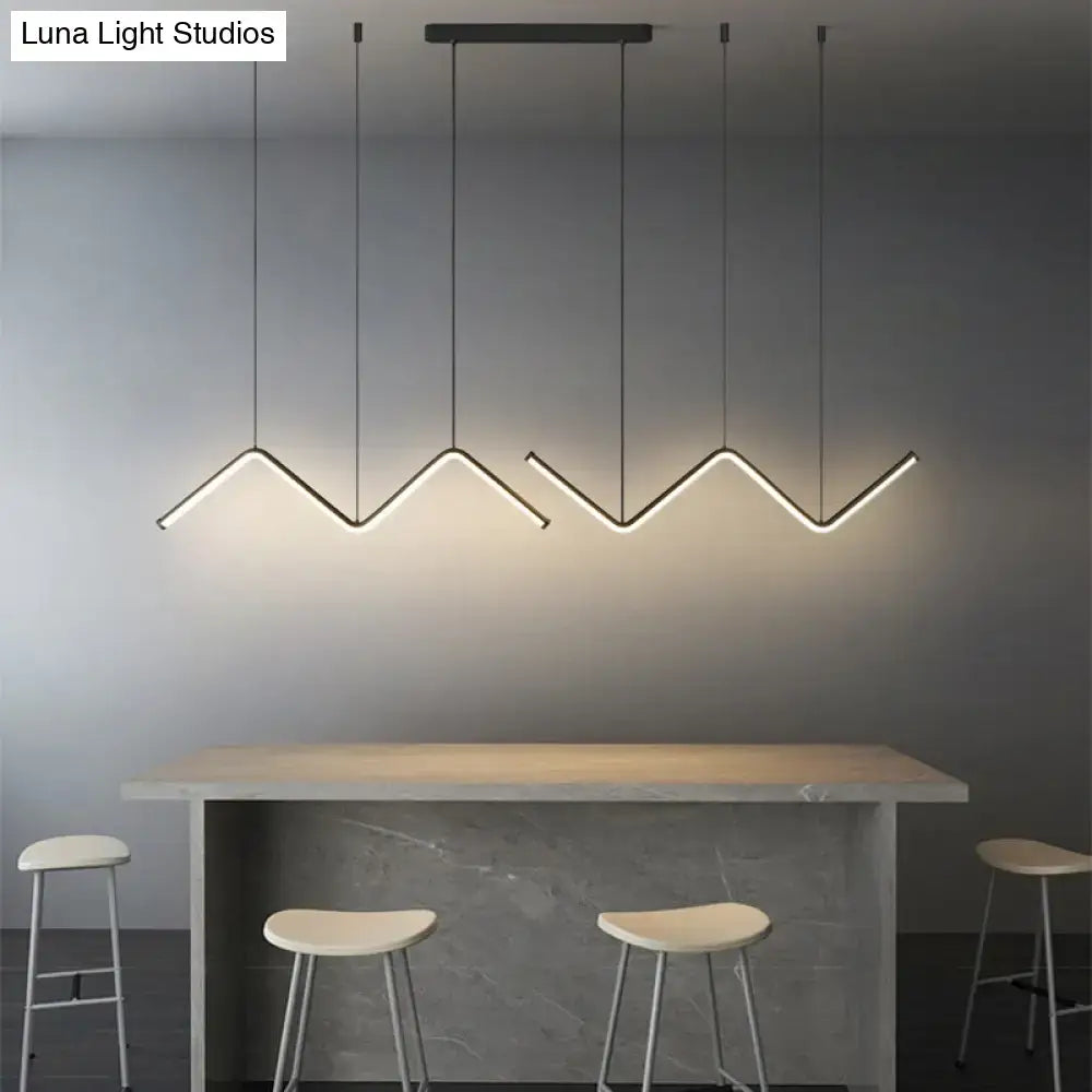 DecorBites™ W-Shaped LED Pendant Light Fixture: Stylish Artistic Metal Island Light for Dining Room