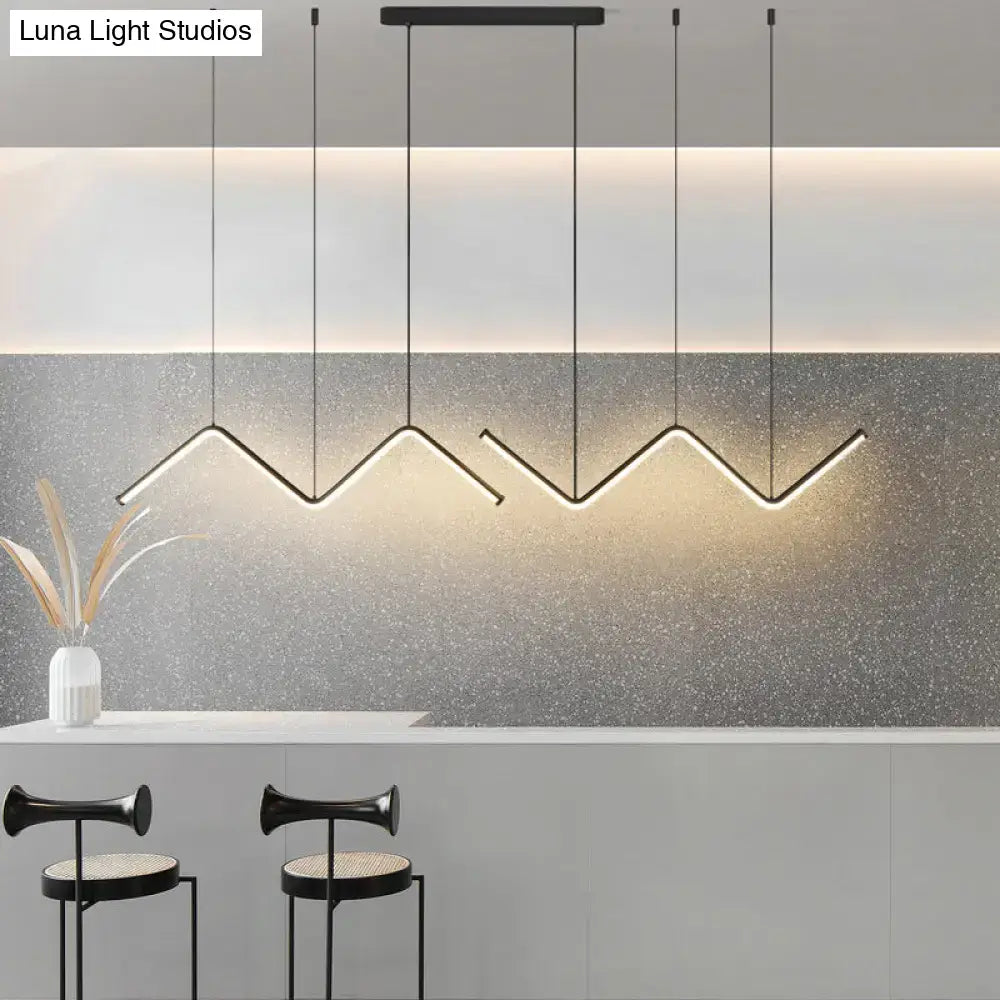 DecorBites™ W-Shaped LED Pendant Light Fixture: Stylish Artistic Metal Island Light for Dining Room