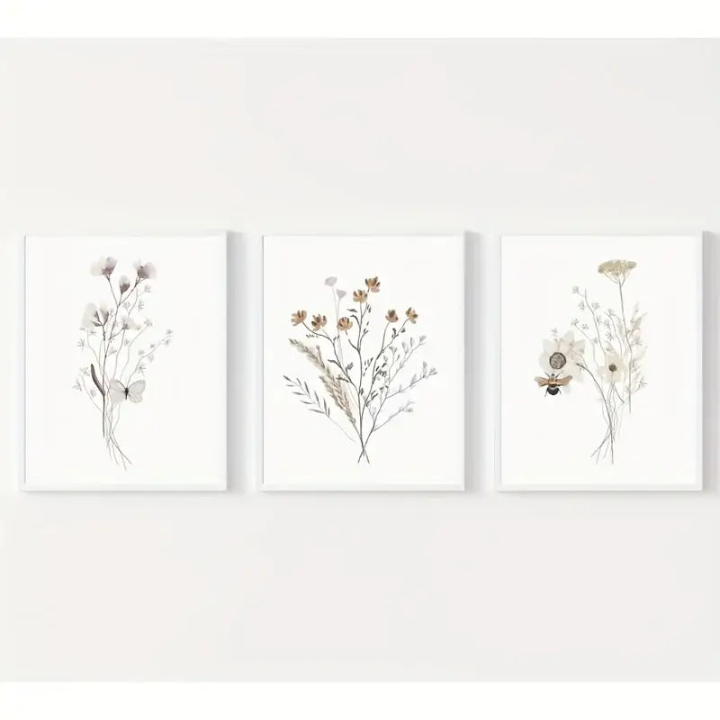 DecorBites™ Watercolor Flower Posters Set: Botanical Canvas Art