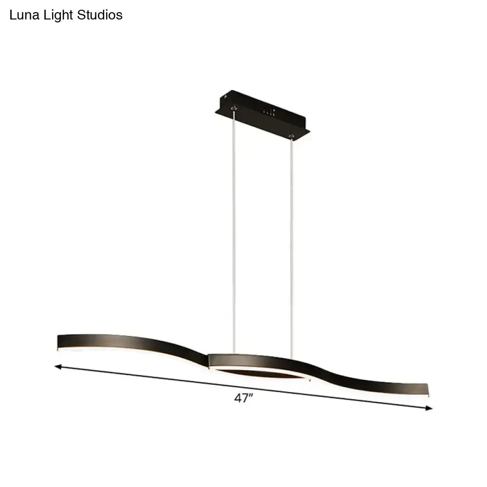 DecorBites™ Waves Island Lamp: Contemporary Aluminum LED Pendant Lighting - 39"/47" L - Black Fixture for Dining Room