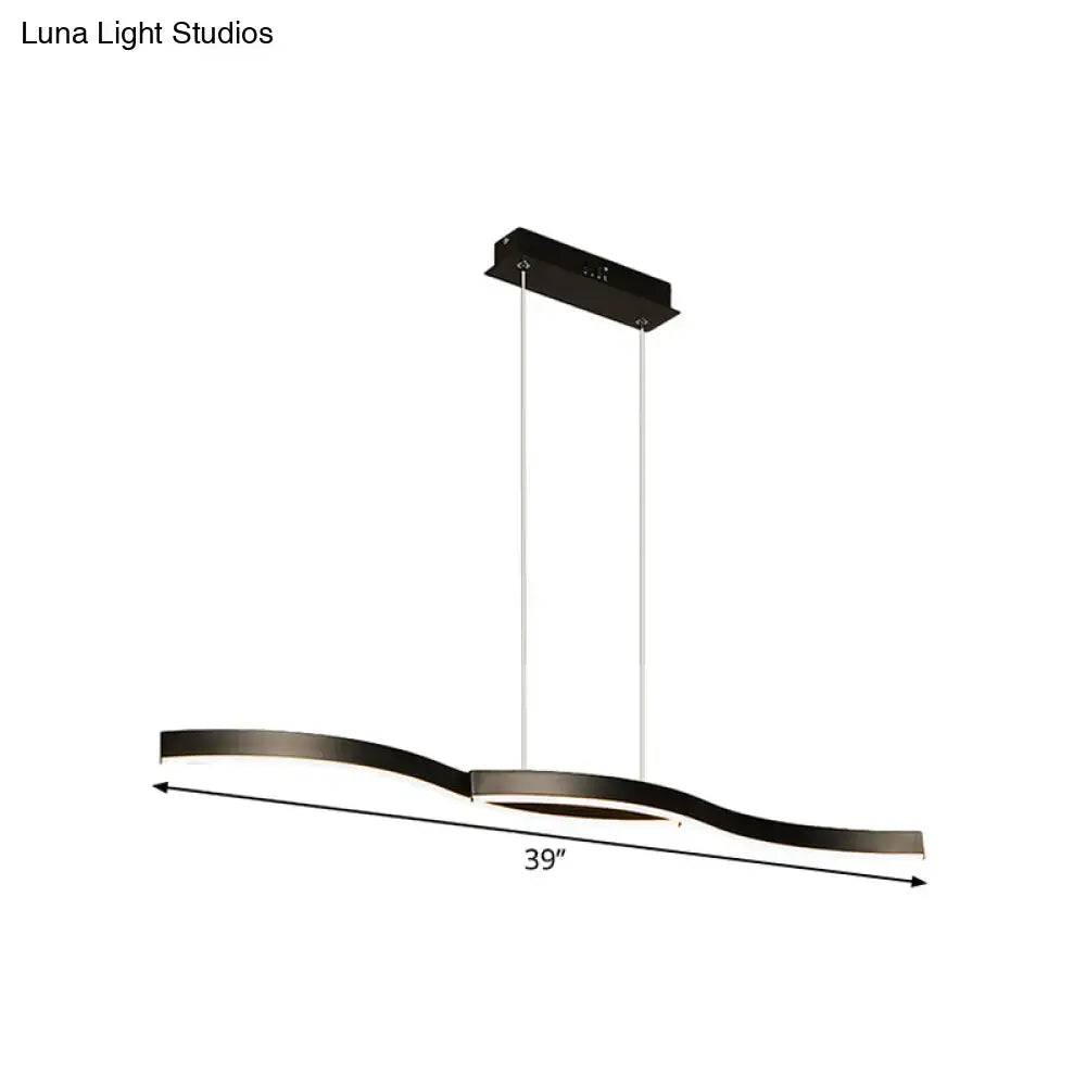 DecorBites™ Waves Island Lamp: Contemporary Aluminum LED Pendant Lighting - 39"/47" L - Black Fixture for Dining Room