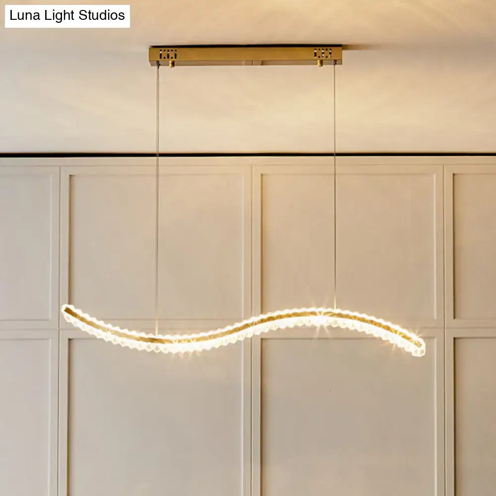 DecorBites™ Wavy K9 Crystal LED Pendant Lighting for Dining Room - Simplicity Island Ceiling Light