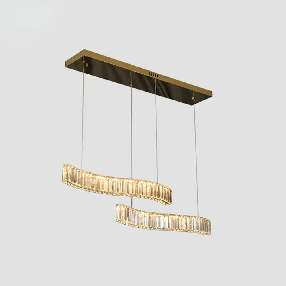 DecorBites™ Wavy Prismatic Crystal LED Pendant Lamp for Restaurants in Brass Finish