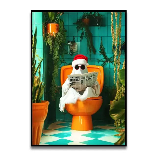 DecorBites™ Whimsical Cat Bathroom Wall Art Print