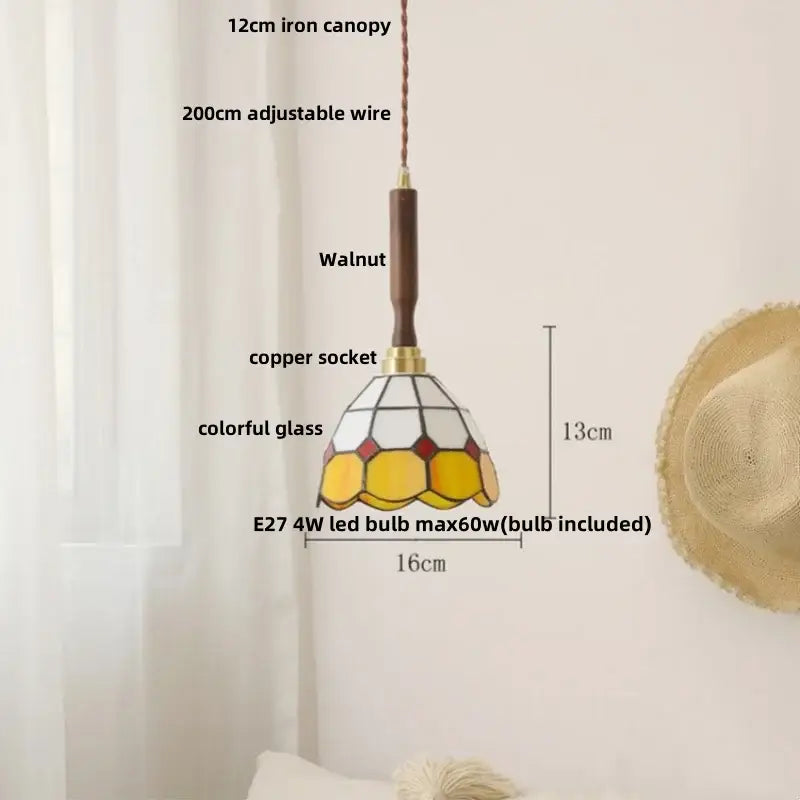 DecorBites™ White Ceramic LED Pendant Light with Walnut Wood Accent - Modern Nordic Design