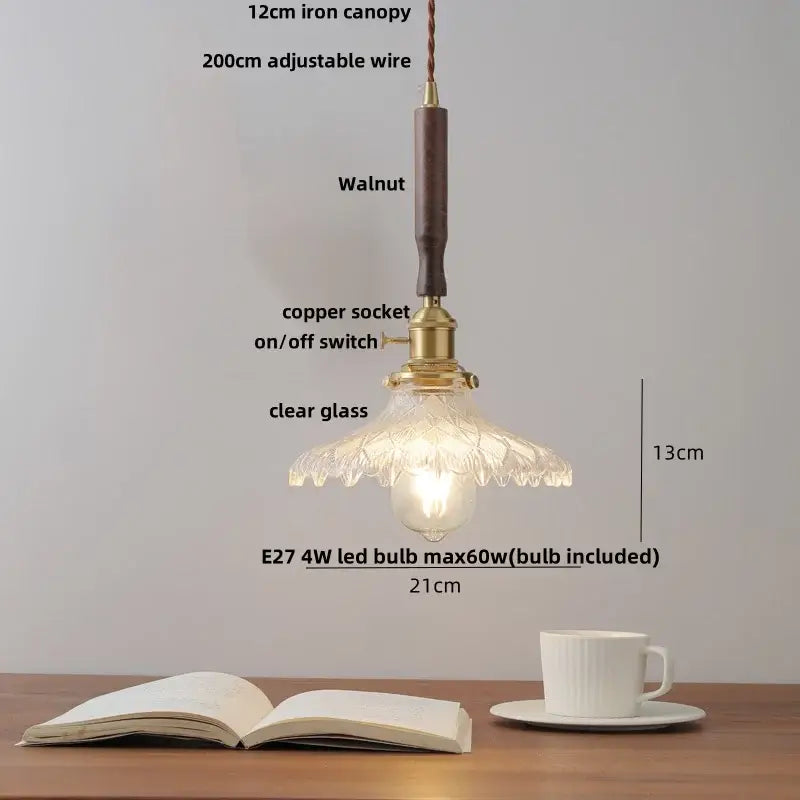 DecorBites™ White Ceramic LED Pendant Light with Walnut Wood Accent - Modern Nordic Design