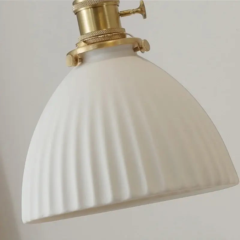 DecorBites™ White Ceramic LED Pendant Light with Walnut Wood Accent - Modern Nordic Design