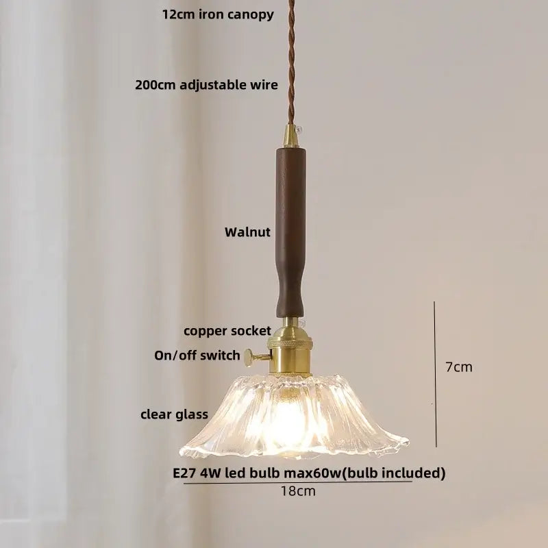 DecorBites™ White Ceramic LED Pendant Light with Walnut Wood Accent - Modern Nordic Design