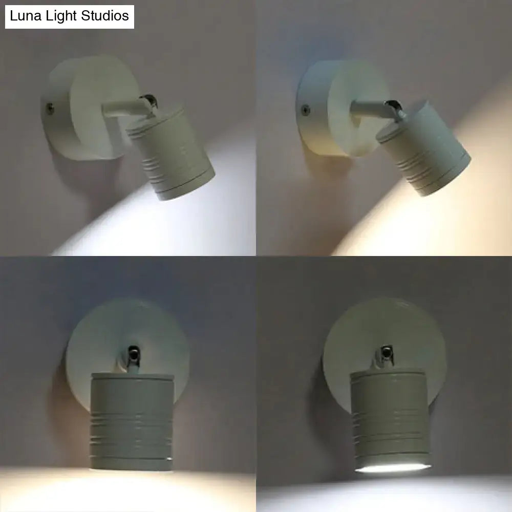 DecorBites™ White Cylinder LED Wall Sconce Lamp for Bedside - Simple Style Metal Light Fixture in Warm/White Light