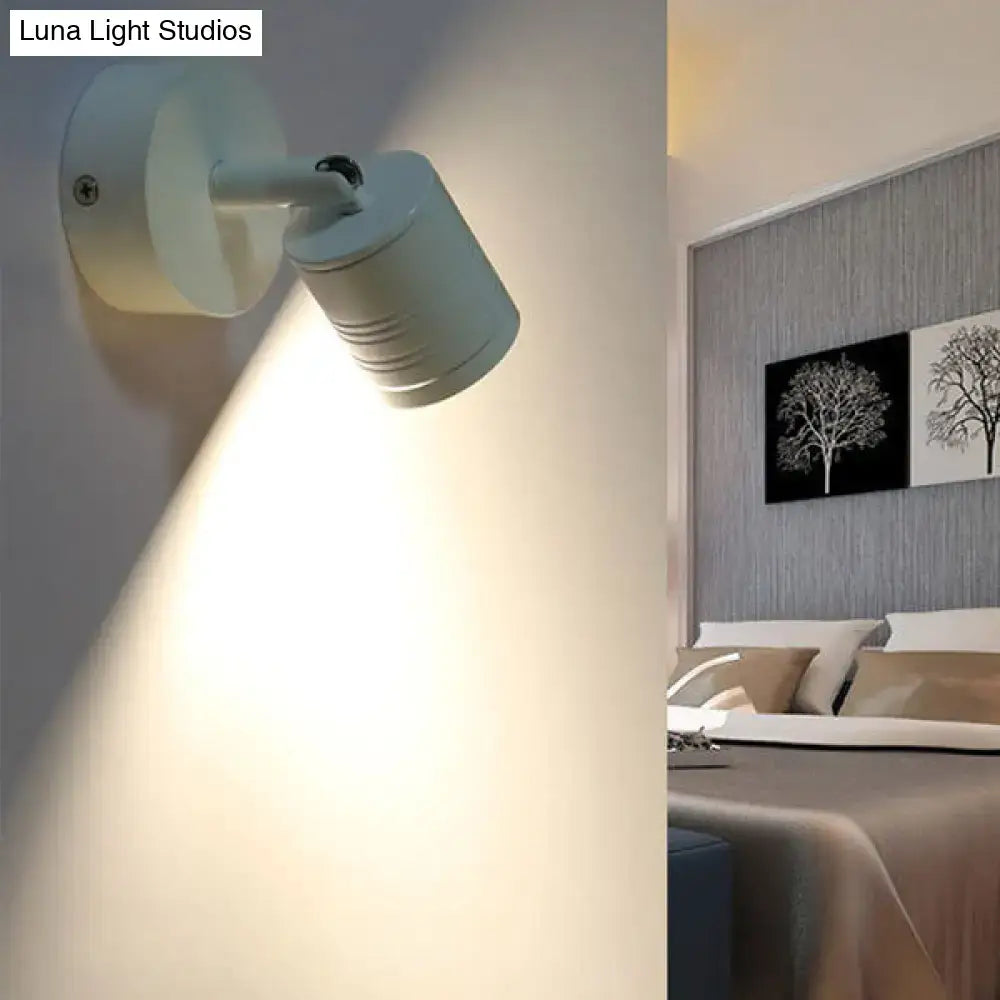 DecorBites™ White Cylinder LED Wall Sconce Lamp for Bedside - Simple Style Metal Light Fixture in Warm/White Light
