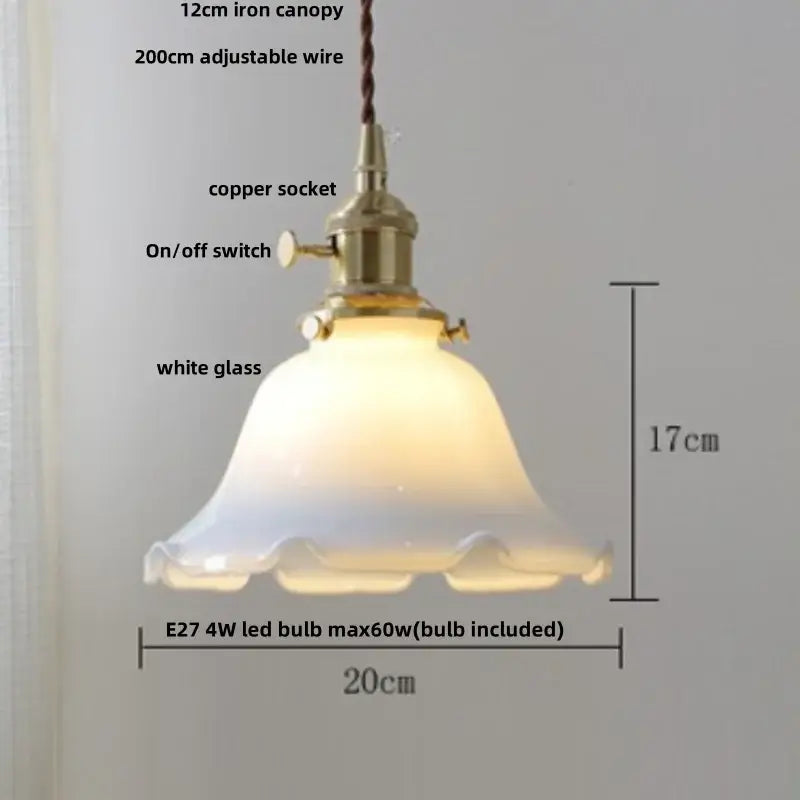 DecorBites™ White Glass LED Pendant Lights with Walnut Wood Details