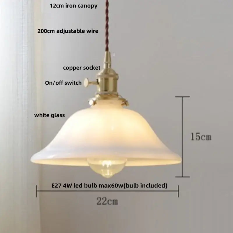 DecorBites™ White Glass LED Pendant Lights with Walnut Wood Details