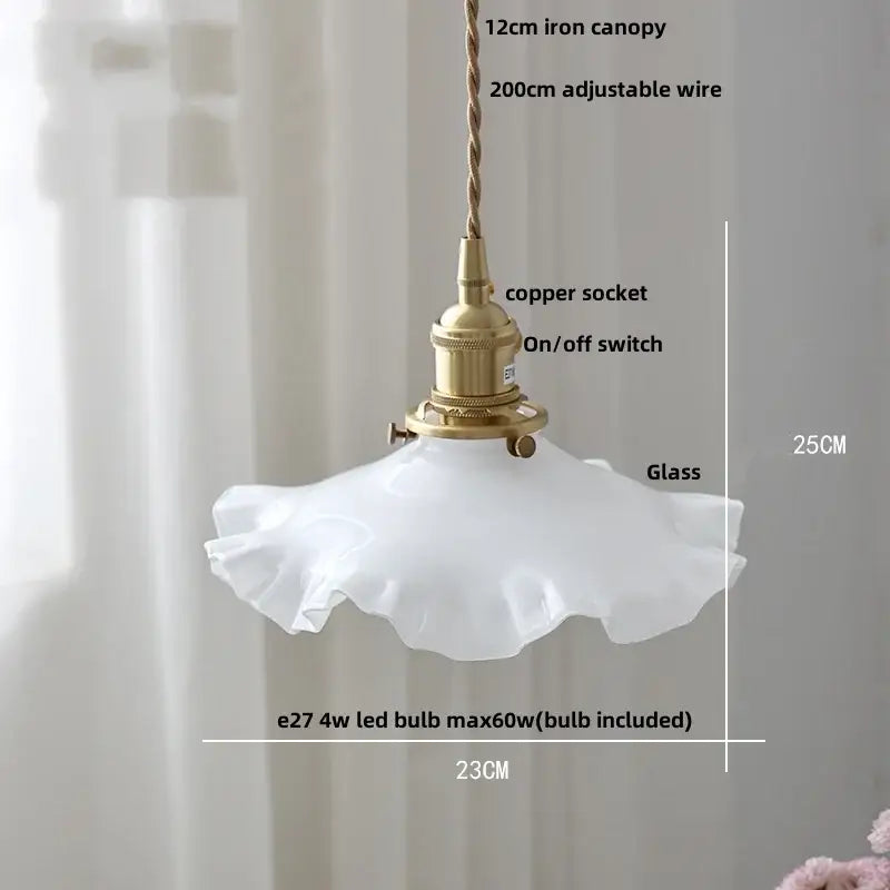 DecorBites™ White Glass LED Pendant Lights with Walnut Wood Details
