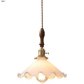 DecorBites™ White Glass LED Pendant Lights with Walnut Wood Details