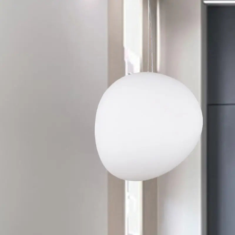 DecorBites™ White Glass Oval Ceiling Pendant Light - 6"/9"/12.5" Wide - Simple Style - 1 Light Hanging Lamp Kit