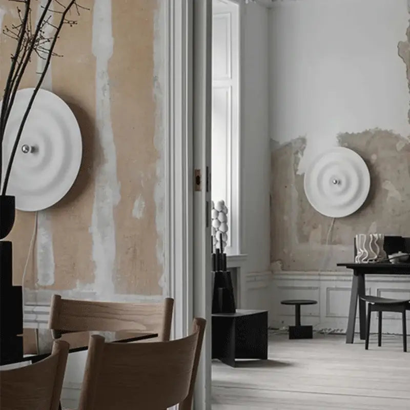 DecorBites™ White Nordic Bauhaus Round Lamp