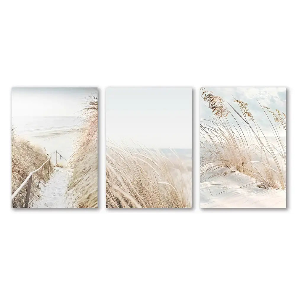 DecorBites™ White Seascape Canvas Set - Beach & Botanical Wall Art