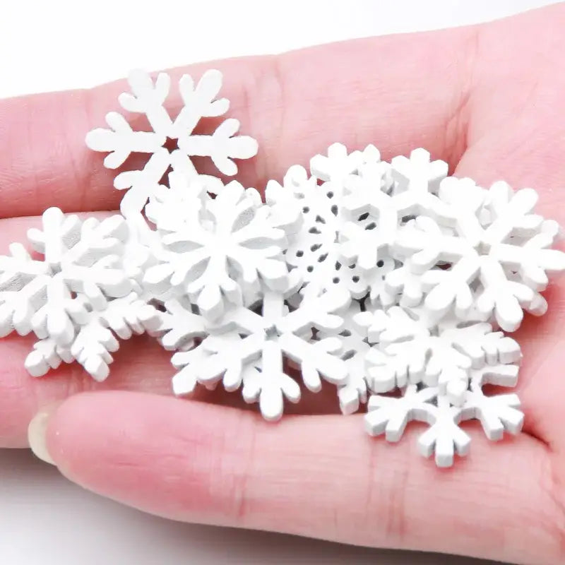 DecorBites™ White Wooden Snowflake Slices for Christmas Crafts