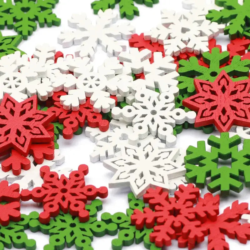 DecorBites™ White Wooden Snowflake Slices for Christmas Crafts
